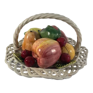 Mid 20th Century Italian Bassano Majolica Fruit Basket Bowl
