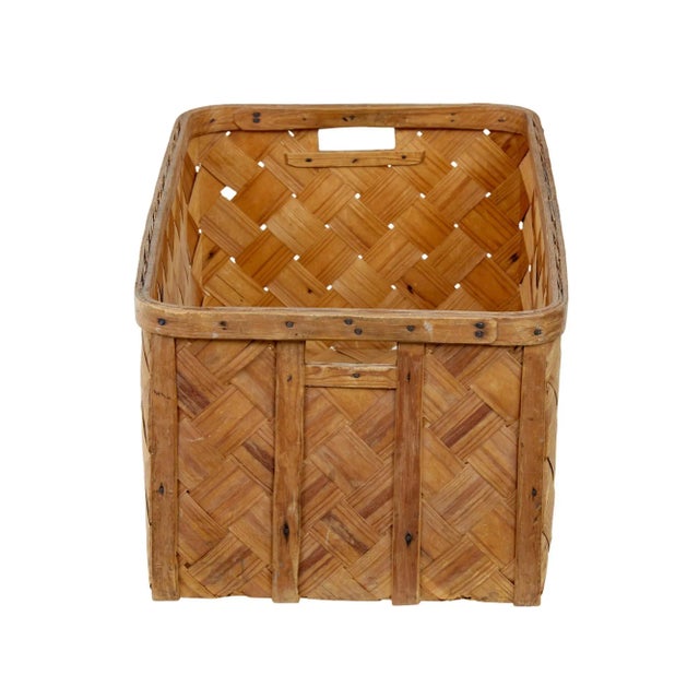 Swedish rustic 19th century pine woven basket circa 1890. Here we have a traditional basket using cross woven strops of...
