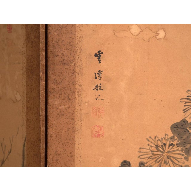 Antique Japanese Six-Panel Screen with Box, 1900 For Sale - Image 11 of 18