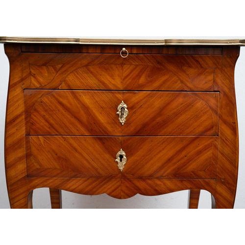 Antique French Napoleon III Bedside Table in Exotic Wood, Late 19th Century For Sale - Image 5 of 7