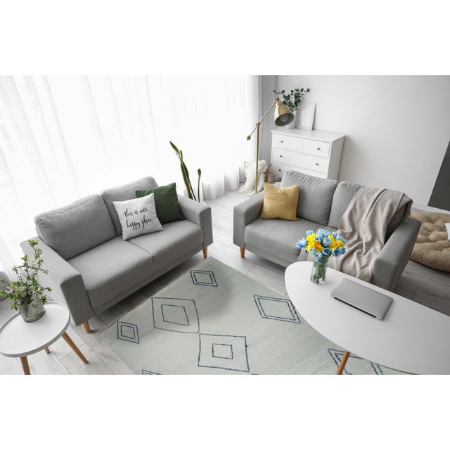 Light Gray 6x9 Selene Moroccan Ivory Diamond Contemporary Hand Knotted Wool Carpet Rug For Sale - Image 8 of 8