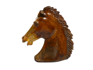 Large Horse Head Sculpture in Brown Soapstone, 1960s
