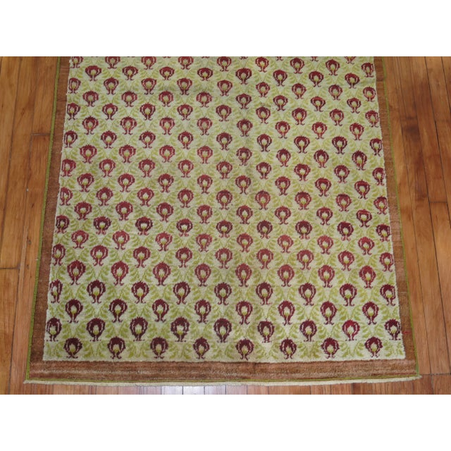 a lovely floral motif mid 20th century Turkish Konya Runner Details rug no. 30346 size 3' 6" x 10' 5" (107 x 318 cm)