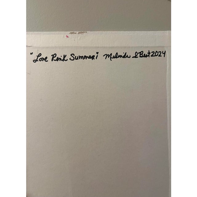 Modern Abstract Floral Acrylic Painting OnCanvas Panel, “Love Pink Summer,” Signed, Dated, Framed For Sale - Image 4 of 4