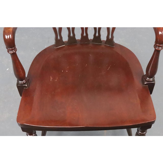 Brown Antique Marble & Shattuck Chair Co. Walnut Bankers Arm Chair For Sale - Image 8 of 15
