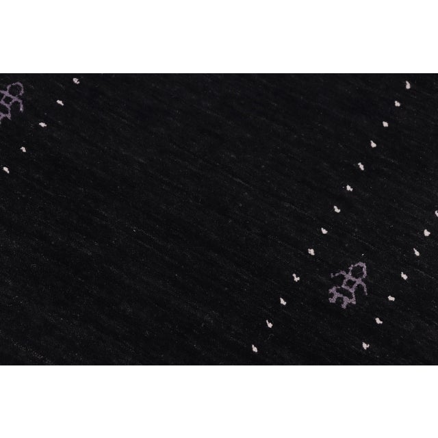 Boho Chic Gabbeh Black Wool Runner Rug- 2'7''x11'10'' For Sale In New York - Image 6 of 10