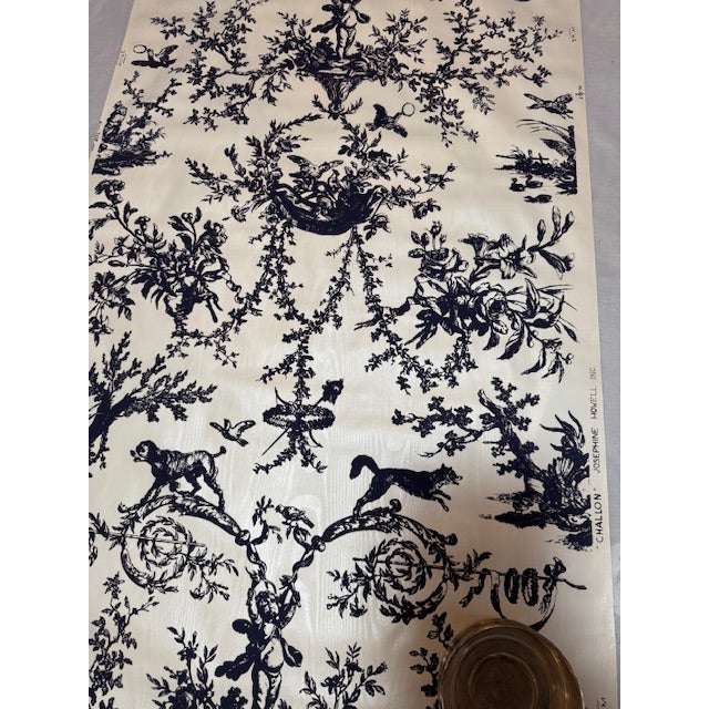 Black 1960’s Vintage Wallcovering Black and White With Moire Back. Josephine Howell Incorporated. Challon Pattern. 22 Rolls. For Sale - Image 8 of 8