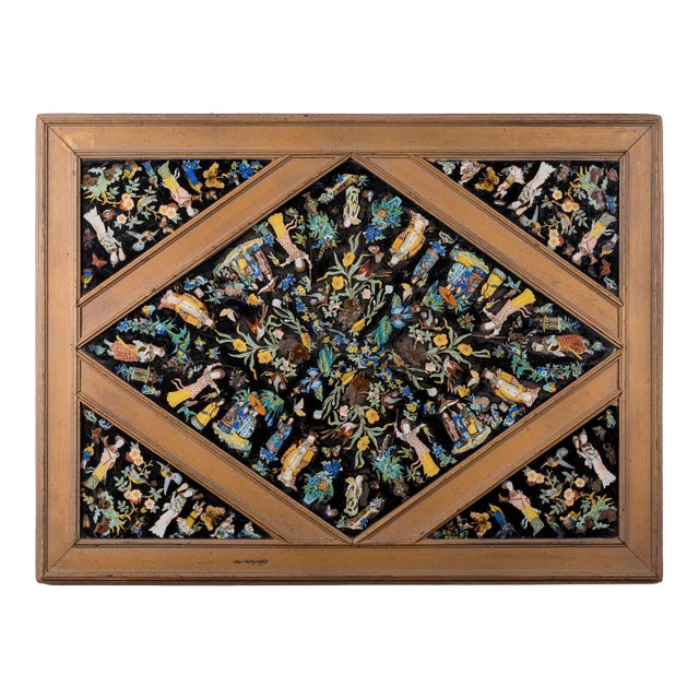 Chinoiserie Eglomise Glass Panel, 19th Century For Sale