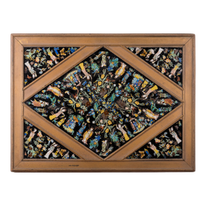Chinoiserie Eglomise Glass Panel, 19th Century