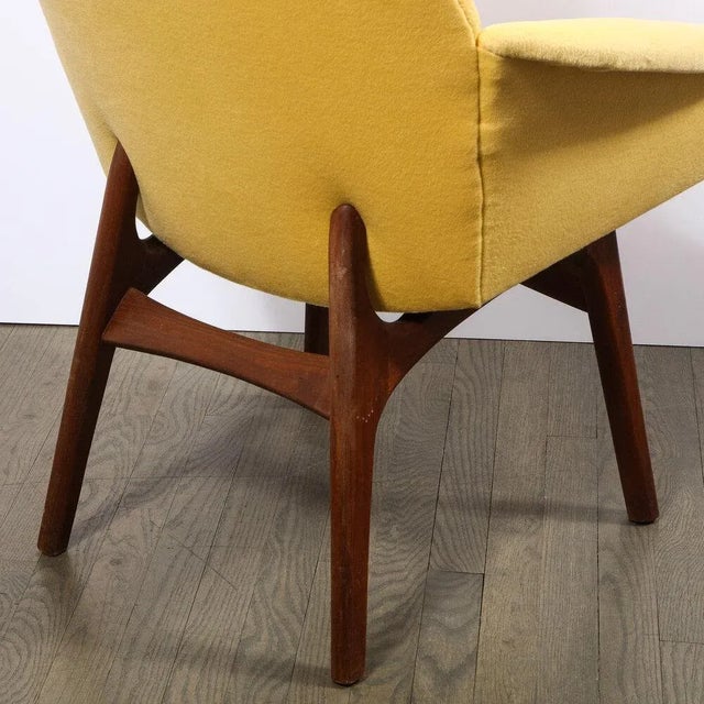 Mid Century Walnut Back Chair in Yellow Loro Piana Cashmere by Adrian Pearsall For Sale - Image 10 of 13