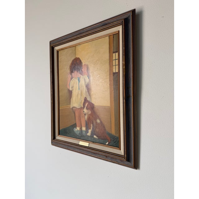 Traditional Vintage “In Disgrace” Child & Dog Painting After Bessie Peyse Gutmann - j.e. Small, S.j. For Sale - Image 3 of 12