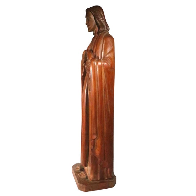 Wood Vintage Carved Wood Jesus Dated '69 For Sale - Image 7 of 16