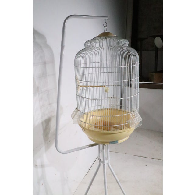 Vintage Mid Century Birdcage and Stand Made in Italy by F O P C. 1970's For Sale - Image 16 of 17