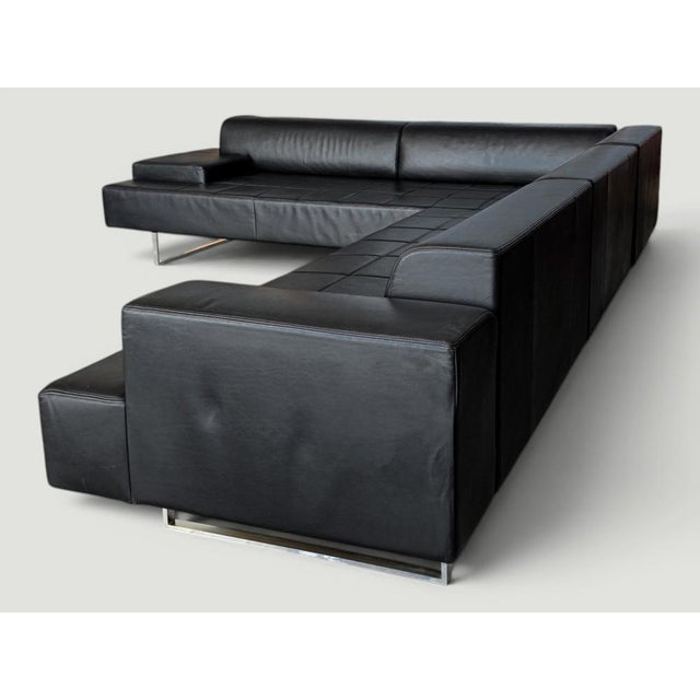 Quadra Black Leather Sectional Sofa by Poltrona Frau, 2005 For Sale - Image 14 of 18