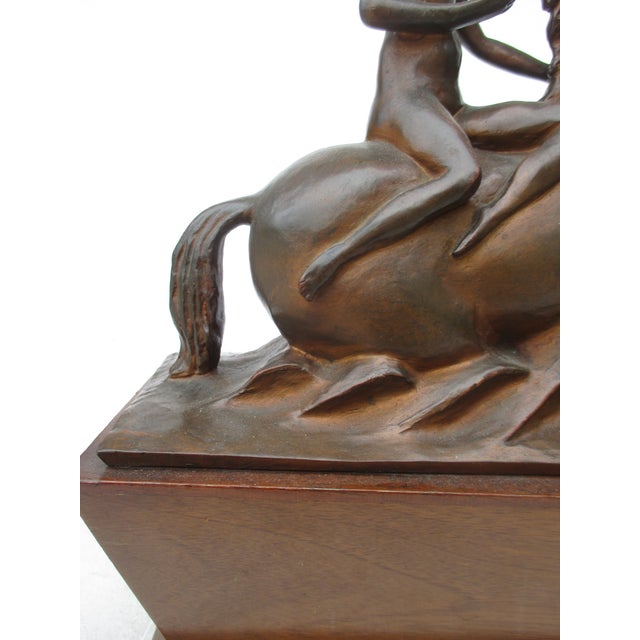 Burnt Umber Maiden on Sea Horse" Dated 1925 by Karl Wahl For Sale - Image 8 of 10