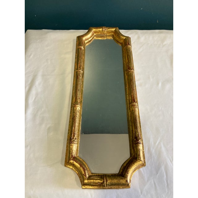 Mid 20th Century Vintage Italian Giltwood Bamboo Wall Mirror Florentia For Sale - Image 5 of 13
