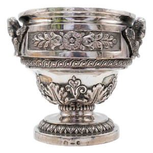 Vase with Angels in Embossed, Chiseled and Engraved Silver, Brescia, Italy, 1850s