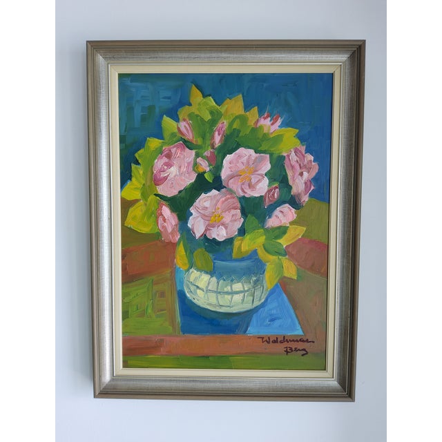 Expressionist Mid Century Still Life Oil Painting by Swedish Artist Waldemar Berg For Sale - Image 18 of 18