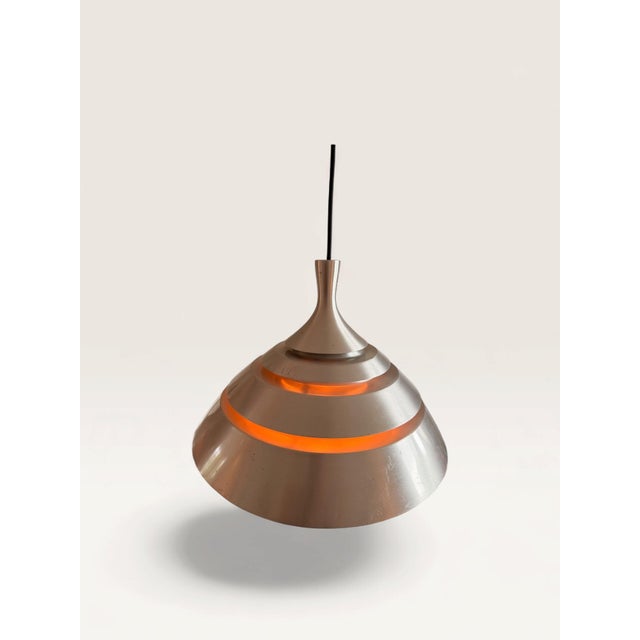 Sculptural aluminum pendant light from the 1960s/1970s in the Scandinavian Mid-Century style. Brushed aluminum surface,...