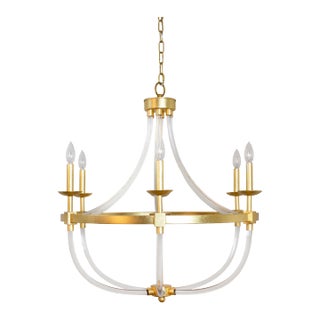 Matthew Izzo Home Layla Acrylic & Gold Leaf Chandelier For Sale