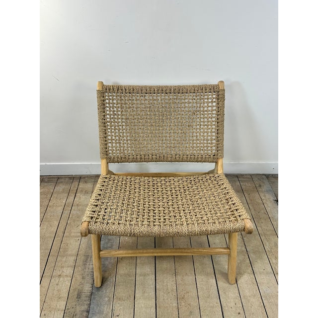 Wood Lounge Chair in Teak and Woven Seagrass, 2000s For Sale - Image 7 of 10