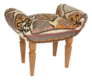 High Confortable Handmade Vintage Kilim Upholstery Living Room or Entryway Bench