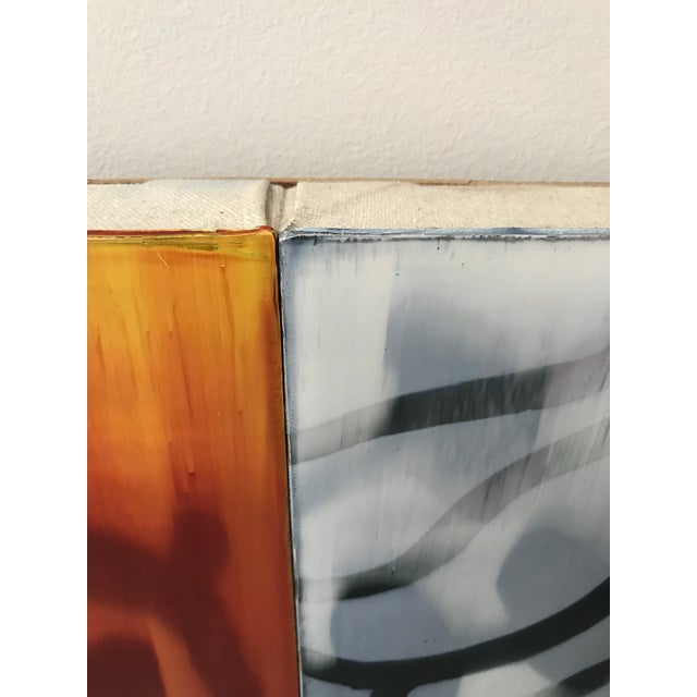 Yellow Abstract Triptych Painting For Sale - Image 8 of 12