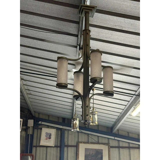 Art Deco Metal Chandelier, in Good conditions. Designed 1920 to 1949 European Plug (up to 250V).The wiring of this item...