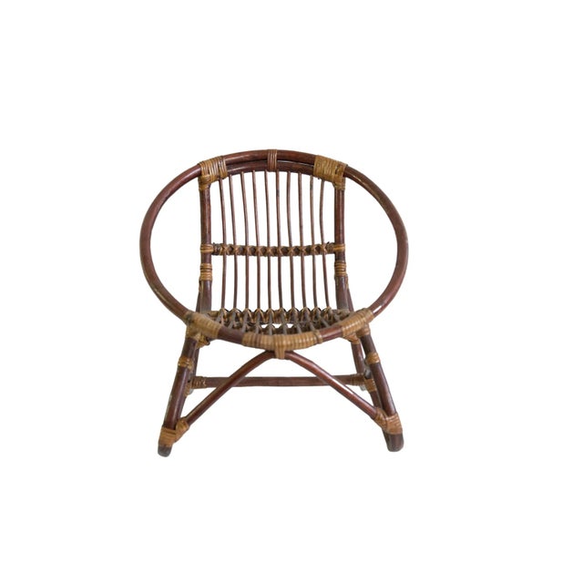 Vintage Mid Century Rattan Kid's Chair For Sale - Image 10 of 10