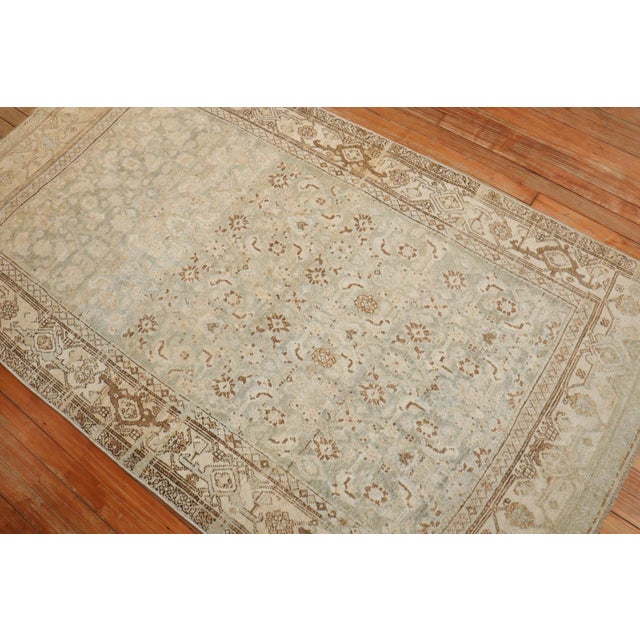 Textile Pale Green Antique Bidjar Accent Rug For Sale - Image 7 of 9