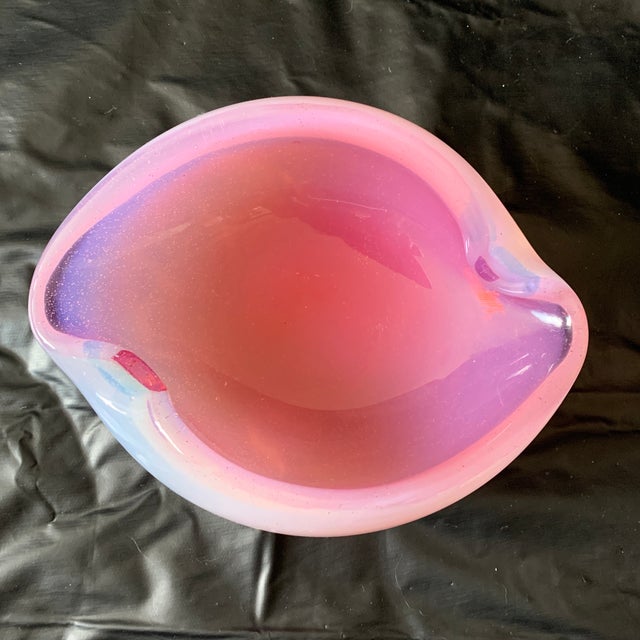 Archimede Seguso Archimede Seguso Murano Art Glass Pink Opalescent Ashtray For Sale - Image 4 of 6
