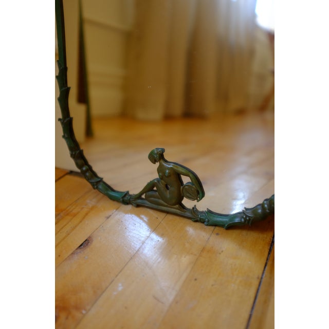 1950s Swedish Modern Green Painted Wall Mirror For Sale - Image 5 of 10