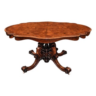 Antique English Burr Walnut Breakfast or Center Table For Sale
