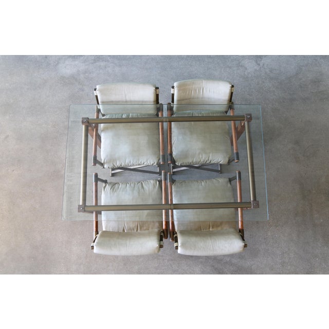 Vintage Dining Set After Cleo Baldon or Cal Style Table With Brass Director Chairs For Sale - Image 11 of 14