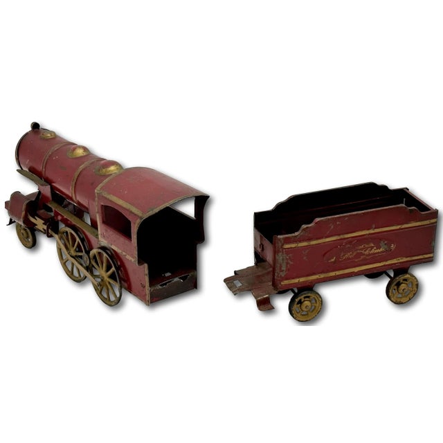 Excellent Large Early 1900s Antique American Pressed Steel Locomotive "Hill Climber" Toy Train - 25 Inches Long For Sale - Image 14 of 18