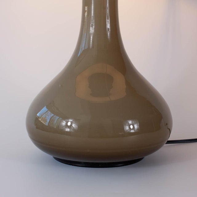 Glass Vintage Portuguese Grey Opaline Glass Table Lamp, 1960s For Sale - Image 7 of 13