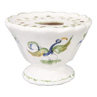 19th Century French Faience Moustiers Bouquetière Flower Frog Vase For Sale
