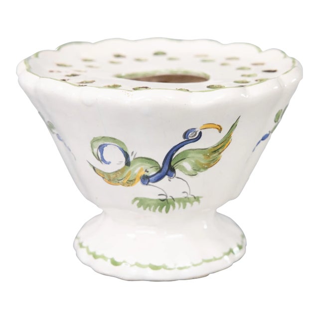 19th Century French Faience Moustiers Bouquetière Flower Frog Vase For Sale