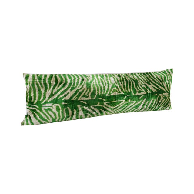 Green Silk Ikat Velvet Pillow Cover - Set of Three For Sale - Image 6 of 11