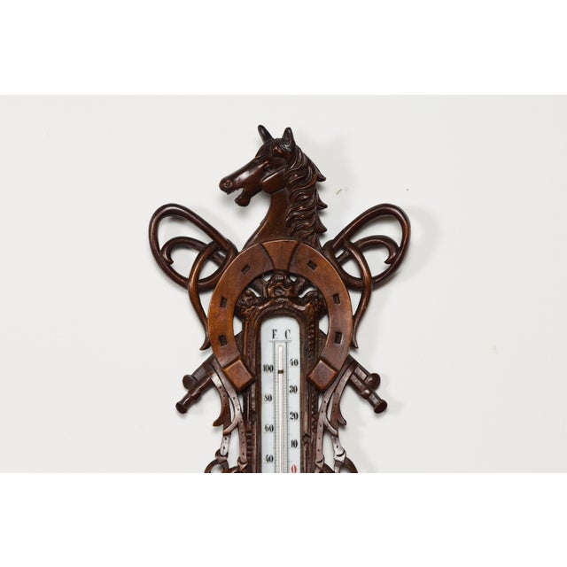 Dutch Carved Wooden Barometer with Horse Motif by Gebroeders Caminada, Rotterdam For Sale In Atlanta - Image 6 of 12