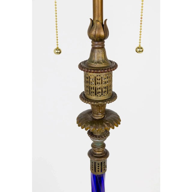 Early 20th Century Cobalt Blue Glass Floor Lamp With Anglo-Indian Details For Sale - Image 11 of 12