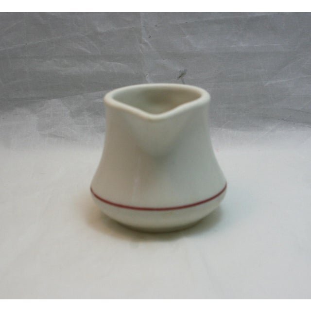 Mid Century Homer Laughlin Ceramic Small Classic Red Line Off White Creamer For Sale - Image 4 of 8