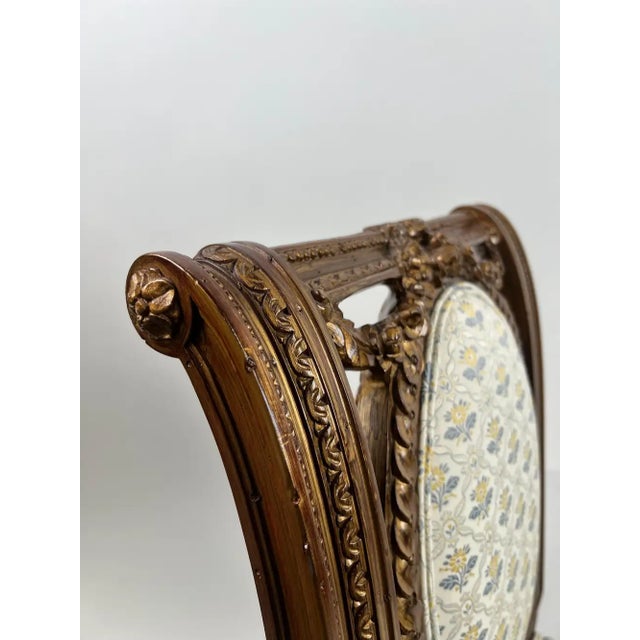 Vintage French Louis XVI Style Oak Side Chairs, Carved Cameo Back, Pair For Sale - Image 12 of 15