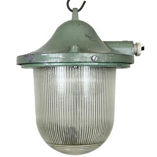 Industrial Bunker Light in Green from Polam Gdansk, 1960s For Sale