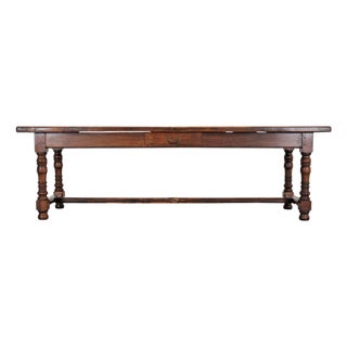 Country French Oak Parquetry-Top Farmhouse Dining Table 8 Ft For Sale