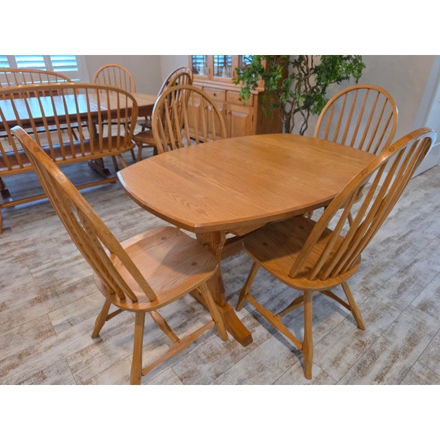 Wood Hunt Country Furniture Oak Dining Extension Table & Chairs For Sale - Image 7 of 12