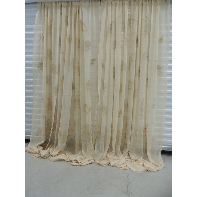 1990s Vintage Sheer Embroidered Ecru Color Curtain Panels, Suzani Style - A Pair For Sale - Image 5 of 7