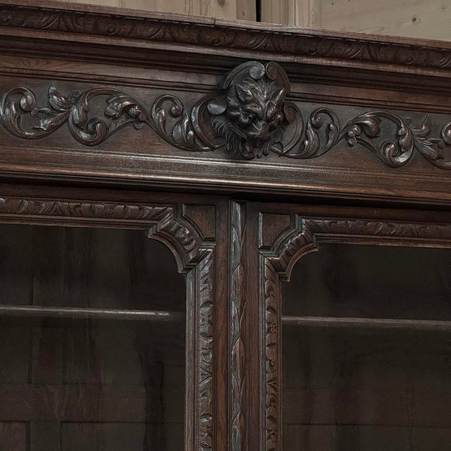 Wood 19th Century French Oak Hunt Bookcase ~ Display Cabinet For Sale - Image 7 of 18
