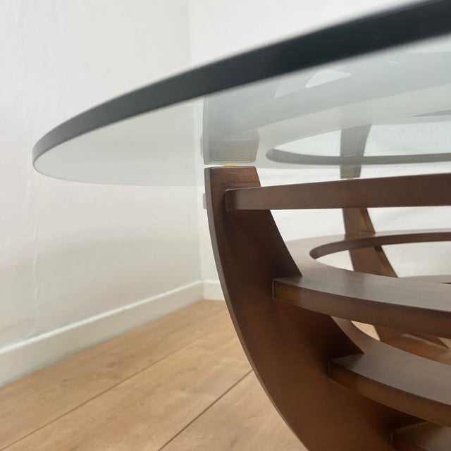 Sculptural Coffee Table with Concentric Rings in Glass and Wood, 1985 For Sale - Image 12 of 14