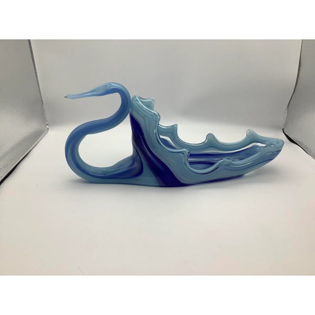 Late 20th Century Light and Dark Blue Glass Bird Decorative Table Centerpieces For Sale - Image 9 of 13